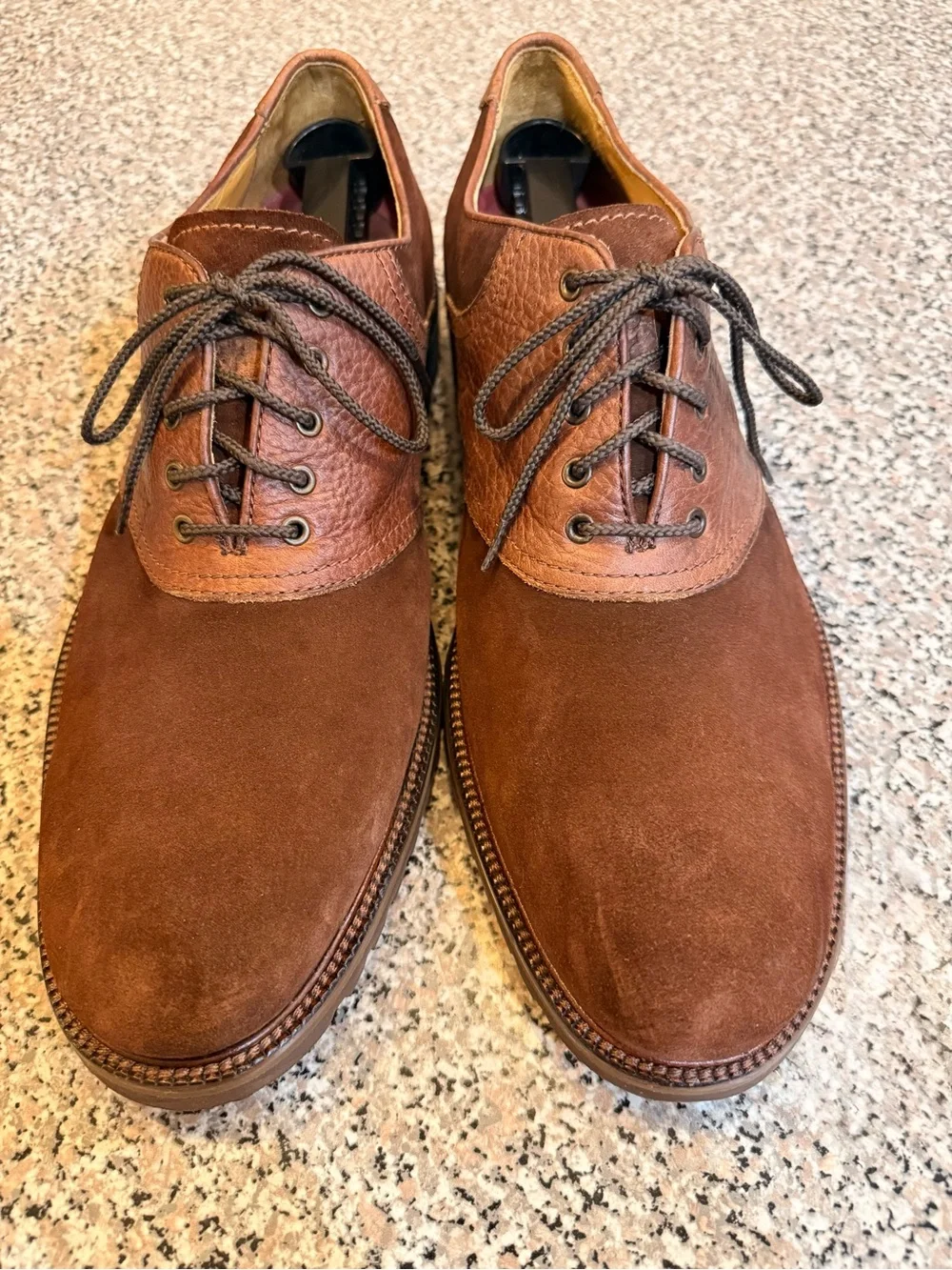 TRASK Bison Brown Leather and Suede Oxford Saddle Shoes Men’s 12 *RARE PLS READ*